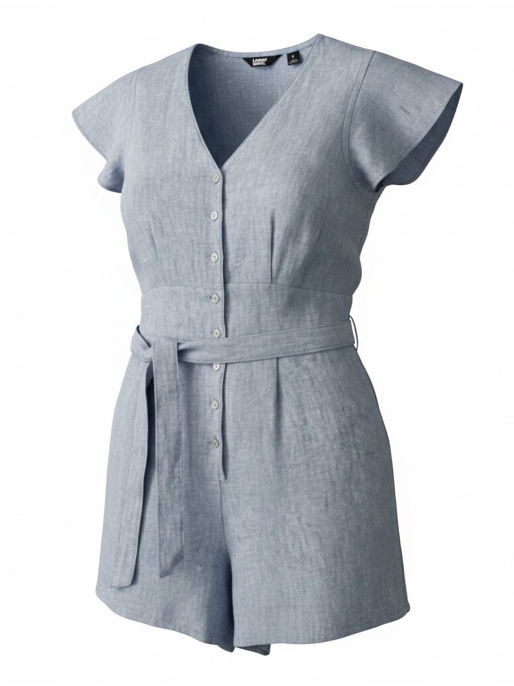 Lands' End chambray Linen Romper with Belt beach eclectic grandpa linen luxury 8